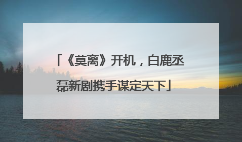 《莫离》开机，白鹿丞磊新剧携手谋定天下