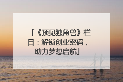 《预见独角兽》栏目：解锁创业密码，助力梦想启航