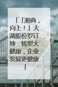 「湘商，向上！」大湖股份罗订坤：转型大健康，企业发展更健康