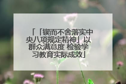 「锲而不舍落实中央八项规定精神」以群众满意度 检验学习教育实际成效