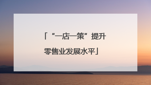 “一店一策”提升零售业发展水平