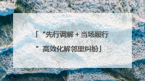 “先行调解＋当场履行”高效化解邻里纠纷