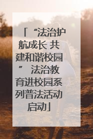 “法治护航成长 共建和谐校园” 法治教育进校园系列普法活动启动