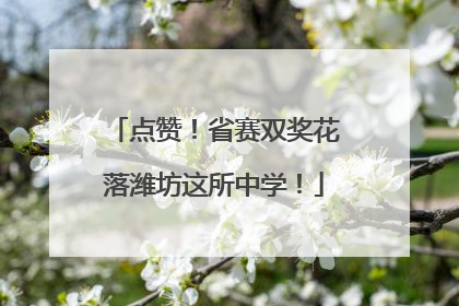 点赞！省赛双奖花落潍坊这所中学！
