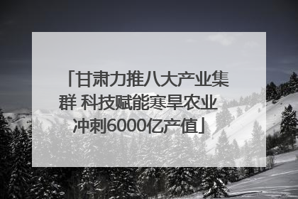 甘肃力推八大产业集群 科技赋能寒旱农业冲刺6000亿产值