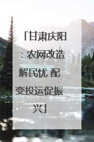 甘肃庆阳：农网改造解民忧 配变投运促振兴