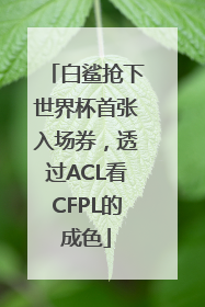 白鲨抢下世界杯首张入场券，透过ACL看CFPL的成色
