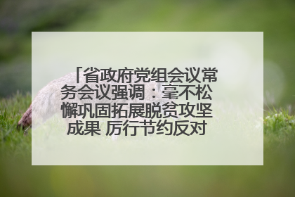 省政府党组会议常务会议强调：毫不松懈巩固拓展脱贫攻坚成果 厉行节约反对浪费弘扬优良作风