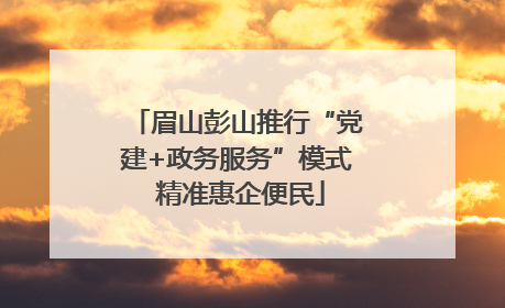 眉山彭山推行“党建+政务服务”模式 精准惠企便民