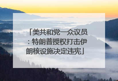 美共和党一众议员：特朗普授权打击伊朗核设施决定违宪