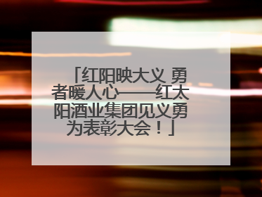 红阳映大义 勇者暖人心——红太阳酒业集团见义勇为表彰大会！