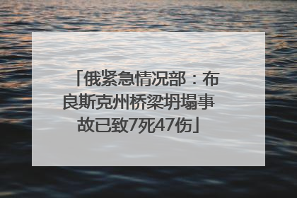 俄紧急情况部：布良斯克州桥梁坍塌事故已致7死47伤
