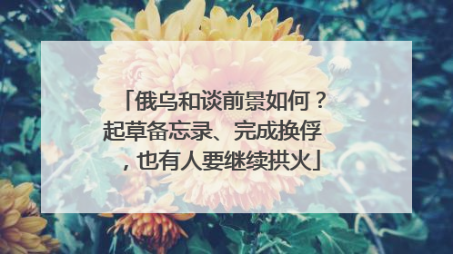俄乌和谈前景如何？起草备忘录、完成换俘，也有人要继续拱火