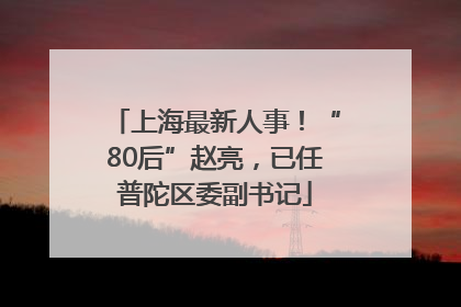 上海最新人事！“80后”赵亮，已任普陀区委副书记