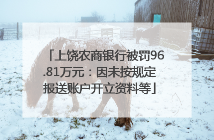 上饶农商银行被罚96.81万元：因未按规定报送账户开立资料等