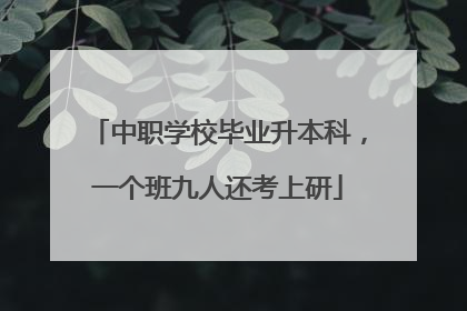 中职学校毕业升本科，一个班九人还考上研