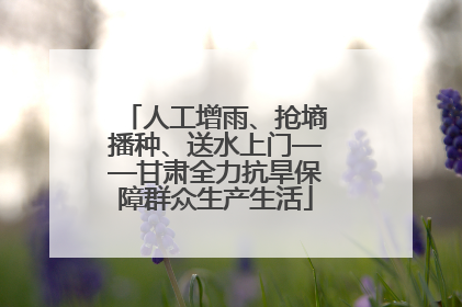 人工增雨、抢墒播种、送水上门——甘肃全力抗旱保障群众生产生活