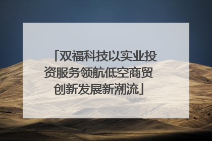 双福科技以实业投资服务领航低空商贸创新发展新潮流
