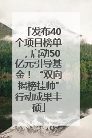 发布40个项目榜单，启动50亿元引导基金！“双向揭榜挂帅”行动成果丰硕