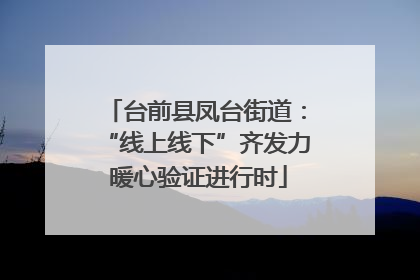 台前县凤台街道：“线上线下”齐发力 暖心验证进行时
