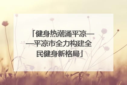 健身热潮涌平凉——平凉市全力构建全民健身新格局