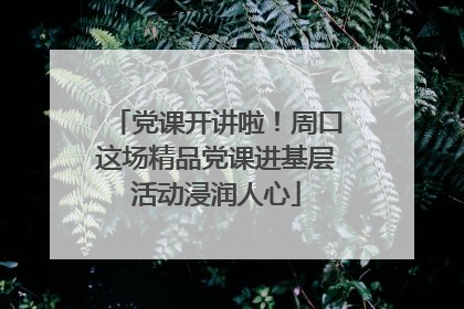 党课开讲啦！周口这场精品党课进基层活动浸润人心