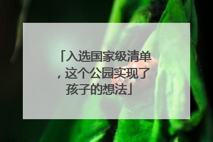入选国家级清单，这个公园实现了孩子的想法