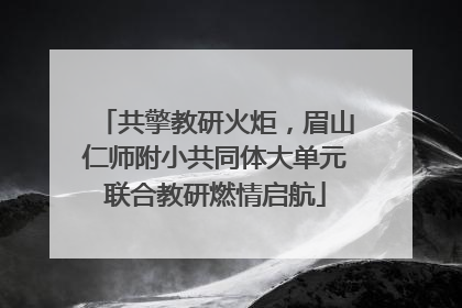 共擎教研火炬，眉山仁师附小共同体大单元联合教研燃情启航