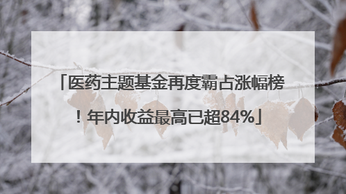 医药主题基金再度霸占涨幅榜！年内收益最高已超84%