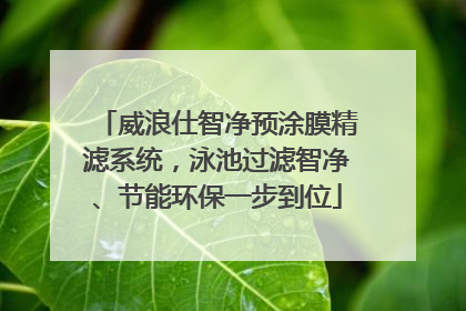 威浪仕智净预涂膜精滤系统，泳池过滤智净、节能环保一步到位