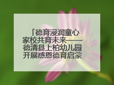 德育浸润童心 家校共育未来——德清县上柏幼儿园开展感恩德育启蒙讲座活动