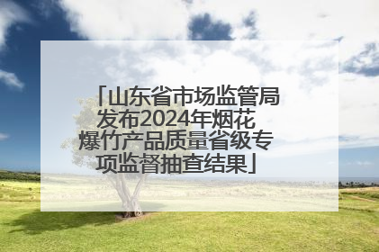 山东省市场监管局发布2024年烟花爆竹产品质量省级专项监督抽查结果