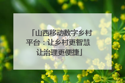 山西移动数字乡村平台：让乡村更智慧 让治理更便捷