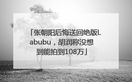 张朝阳后悔送回绝版Labubu，胡润称没想到能拍到108万