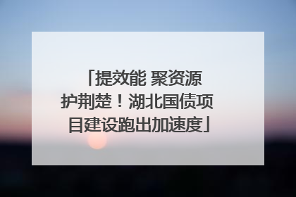 提效能 聚资源 护荆楚！湖北国债项目建设跑出加速度