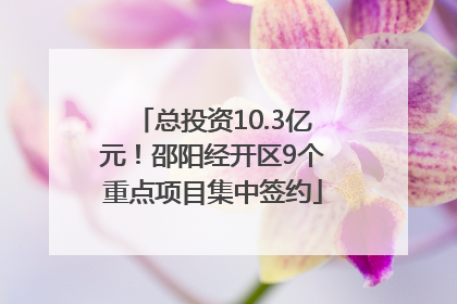 总投资10.3亿元！邵阳经开区9个重点项目集中签约