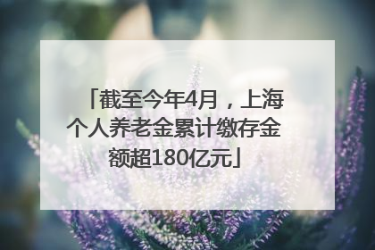 截至今年4月，上海个人养老金累计缴存金额超180亿元