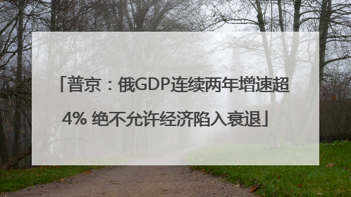 普京：俄GDP连续两年增速超4% 绝不允许经济陷入衰退