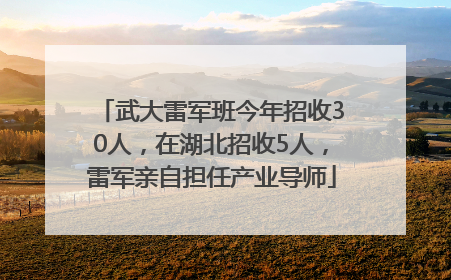 武大雷军班今年招收30人，在湖北招收5人，雷军亲自担任产业导师