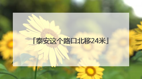 泰安这个路口北移24米