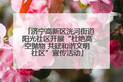 济宁高新区洸河街道阳光社区开展“杜绝高空抛物 共建和谐文明社区”宣传活动