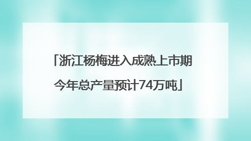 浙江杨梅进入成熟上市期 今年总产量预计74万吨