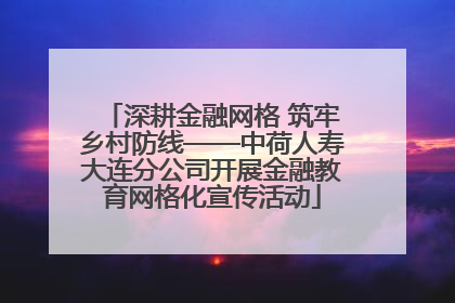 深耕金融网格 筑牢乡村防线——中荷人寿大连分公司开展金融教育网格化宣传活动