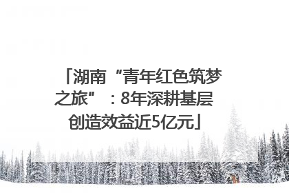湖南“青年红色筑梦之旅”：8年深耕基层创造效益近5亿元