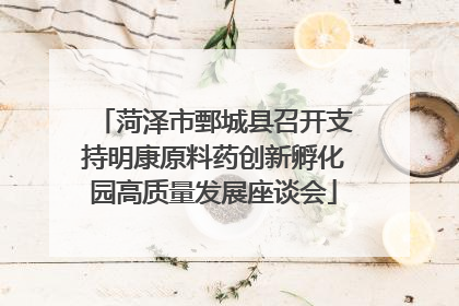 菏泽市鄄城县召开支持明康原料药创新孵化园高质量发展座谈会