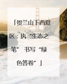 贺兰山下西夏区：执“生态之笔” 书写“绿色答卷”