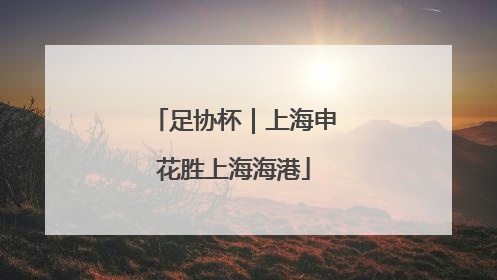 足协杯｜上海申花胜上海海港