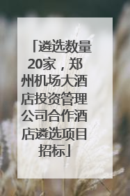 遴选数量20家，郑州机场大酒店投资管理公司合作酒店遴选项目招标