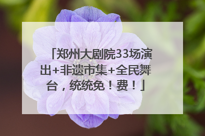 郑州大剧院33场演出+非遗市集+全民舞台，统统免！费！