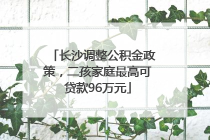 长沙调整公积金政策，二孩家庭最高可贷款96万元